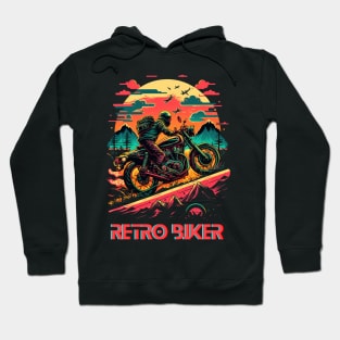 Ride into the Retro Future: Vintage Synthwave Motorcycle Gear Hoodie